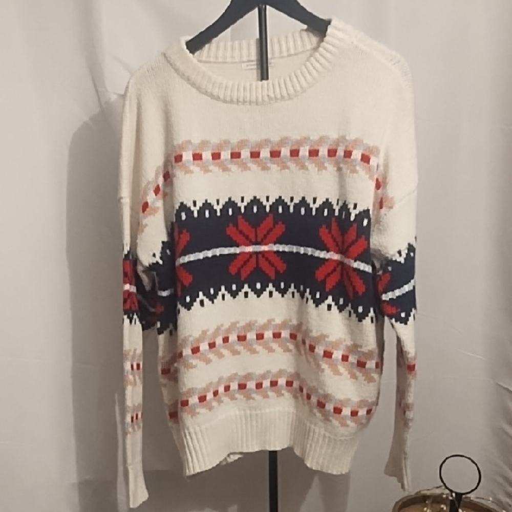 Staccato Cream and Red Patterned Sweater